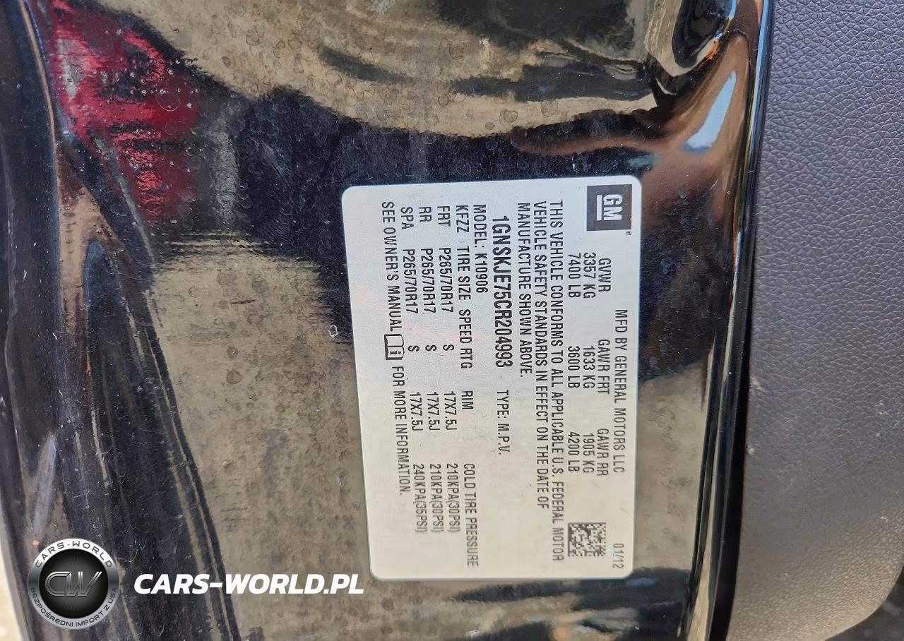 2012 Chevrolet Suburban K1500 Lt VIN:1GNSKJE75CR204993 - 13