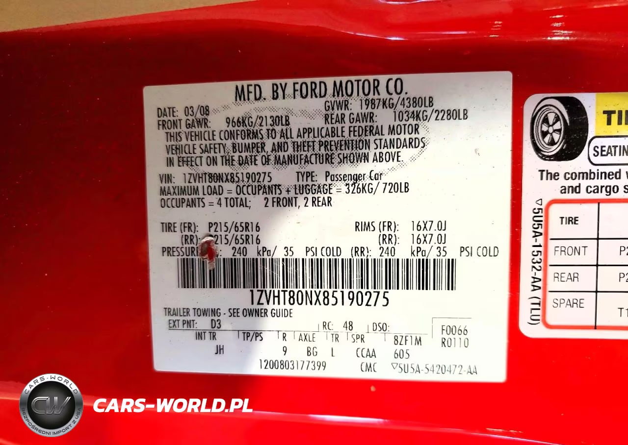 2008 Ford Mustang VIN:1ZVHT80NX85190275 - 12
