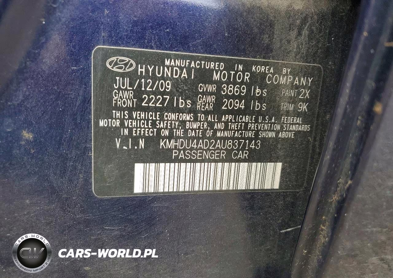 2010 Hyundai Elantra Gls VIN:KMHDU4AD2AU837143 - 12