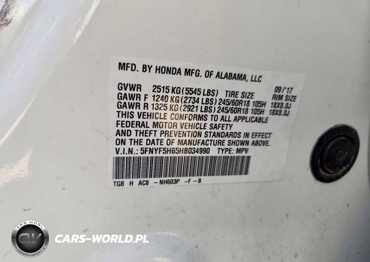 2017 Honda Pilot VIN:5FNYF5H65HB034990 - 13