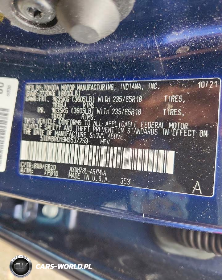 2021 Toyota Highlander Hybrid Xle VIN:5TDHBRCH9MS537259 - 13