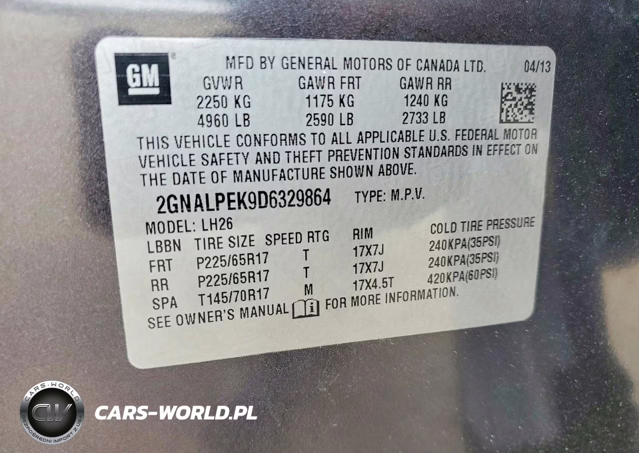 2013 Chevrolet Equinox Lt VIN:2GNALPEK9D6329864 - 12