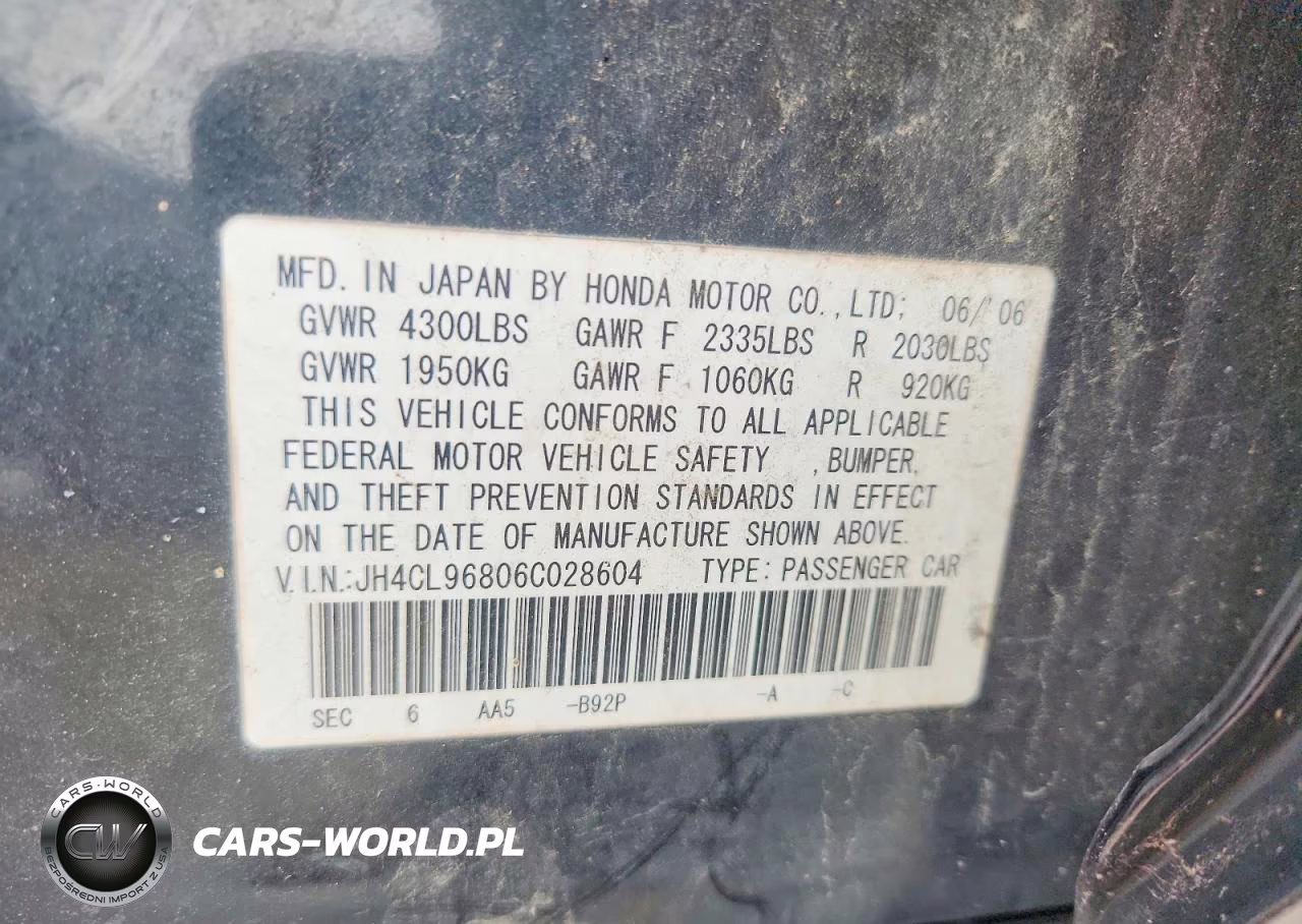 2006 Acura Tsx VIN:JH4CL96806C028604 - 12