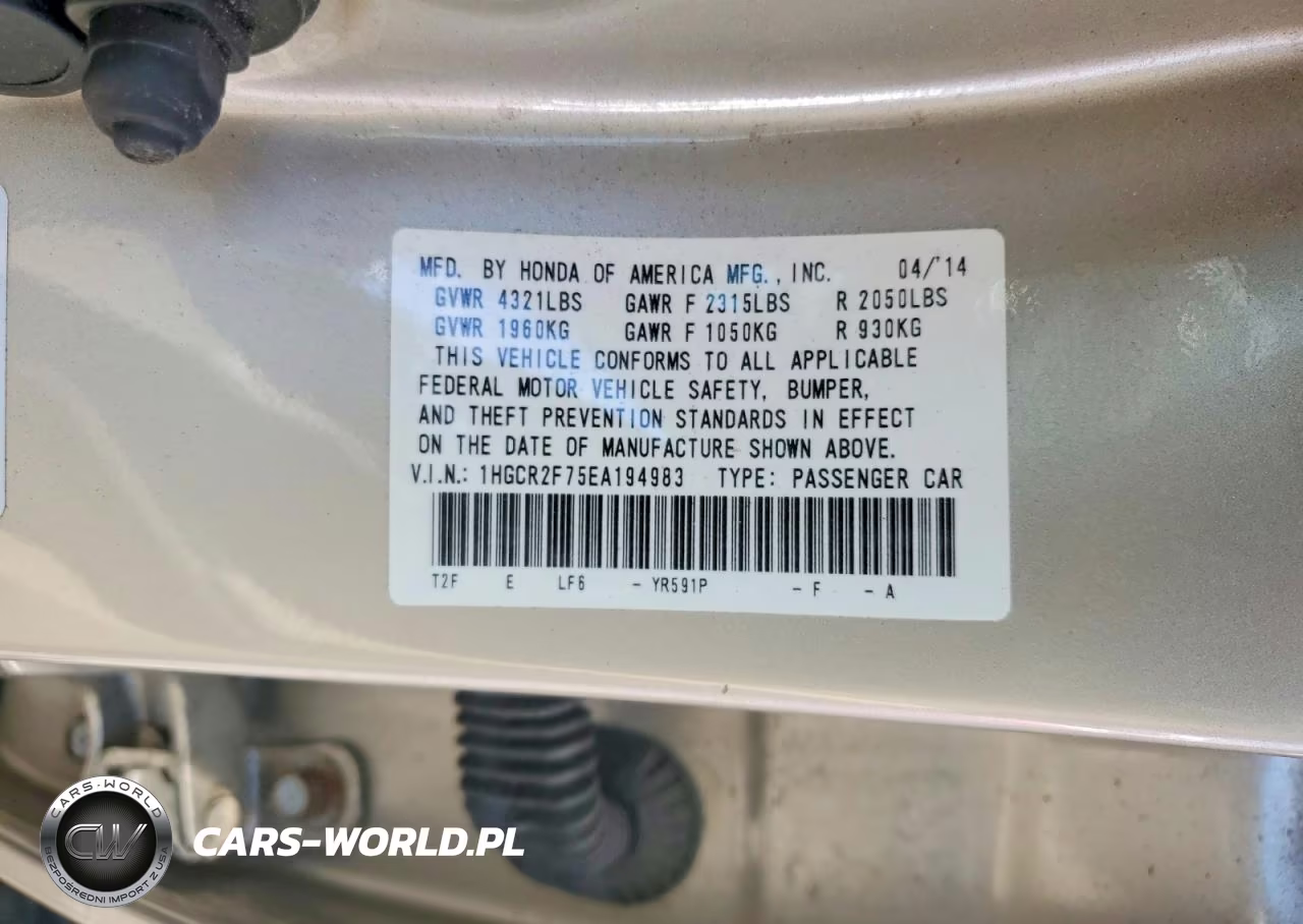 2014 Honda Accord Ex VIN:1HGCR2F75EA194983 - 13