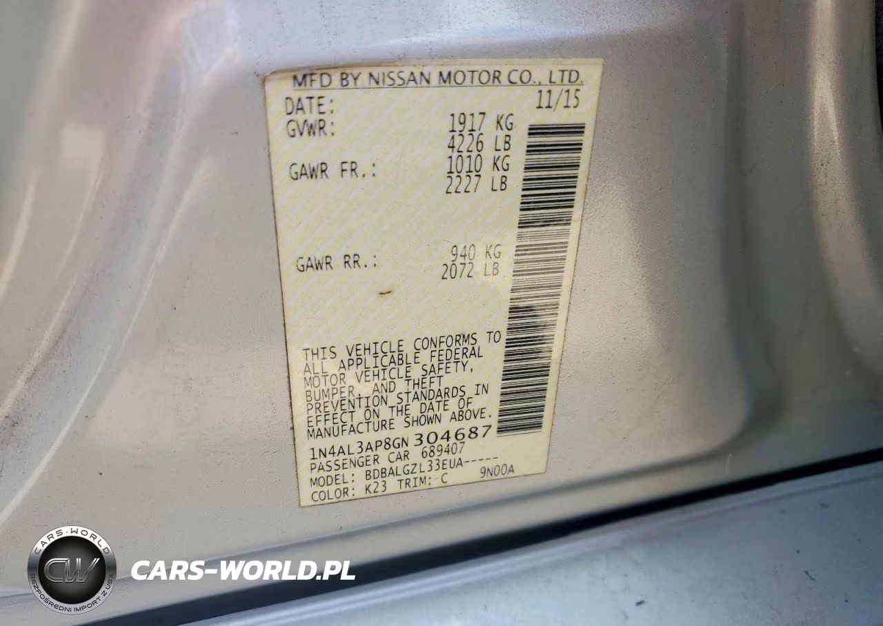 2016 Nissan Altima 2.5 S VIN:1N4AL3AP8GN304687 - 12