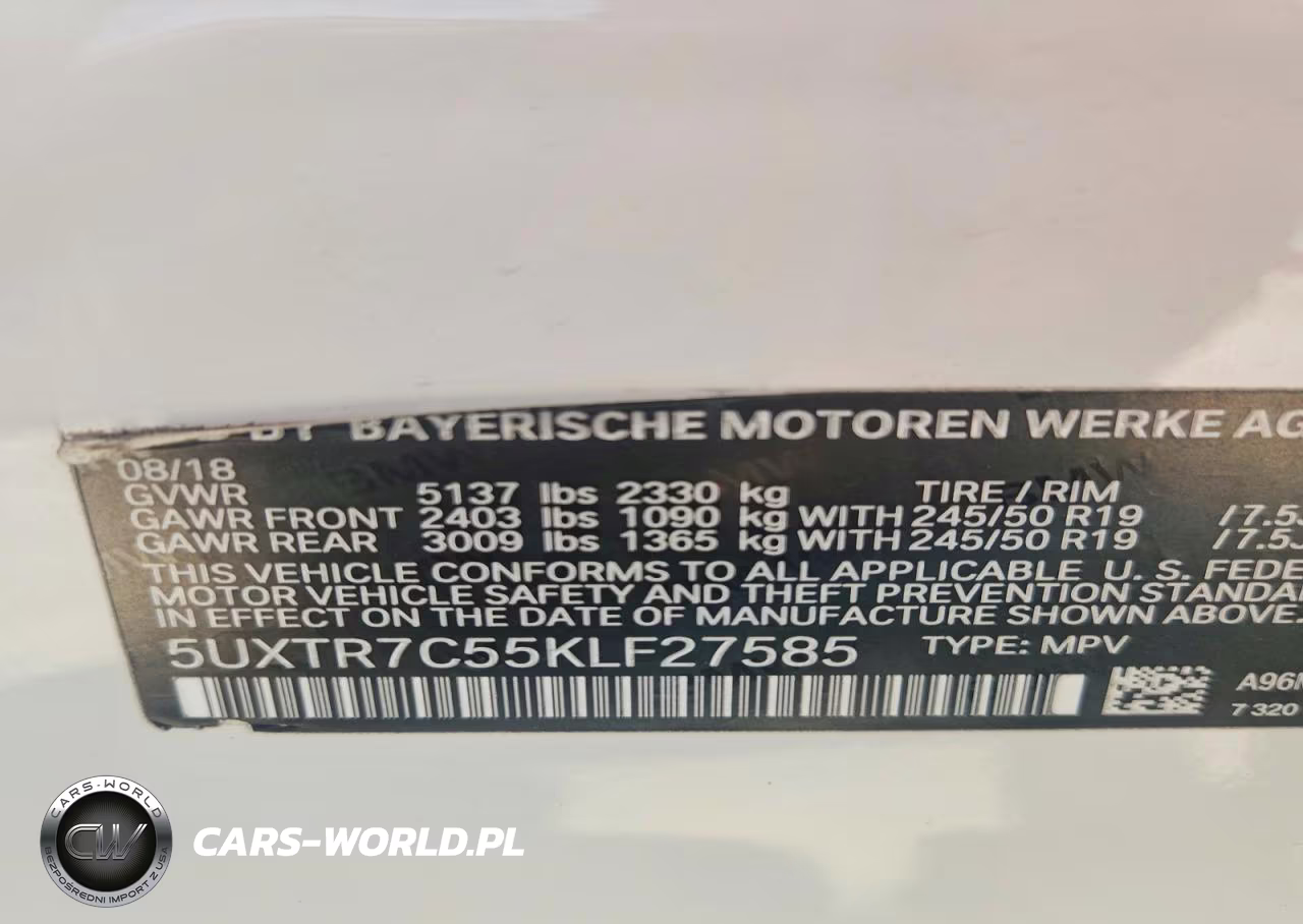 2019 BMW X3 Sdrive30I VIN:5UXTR7C55KLF27585 - 13