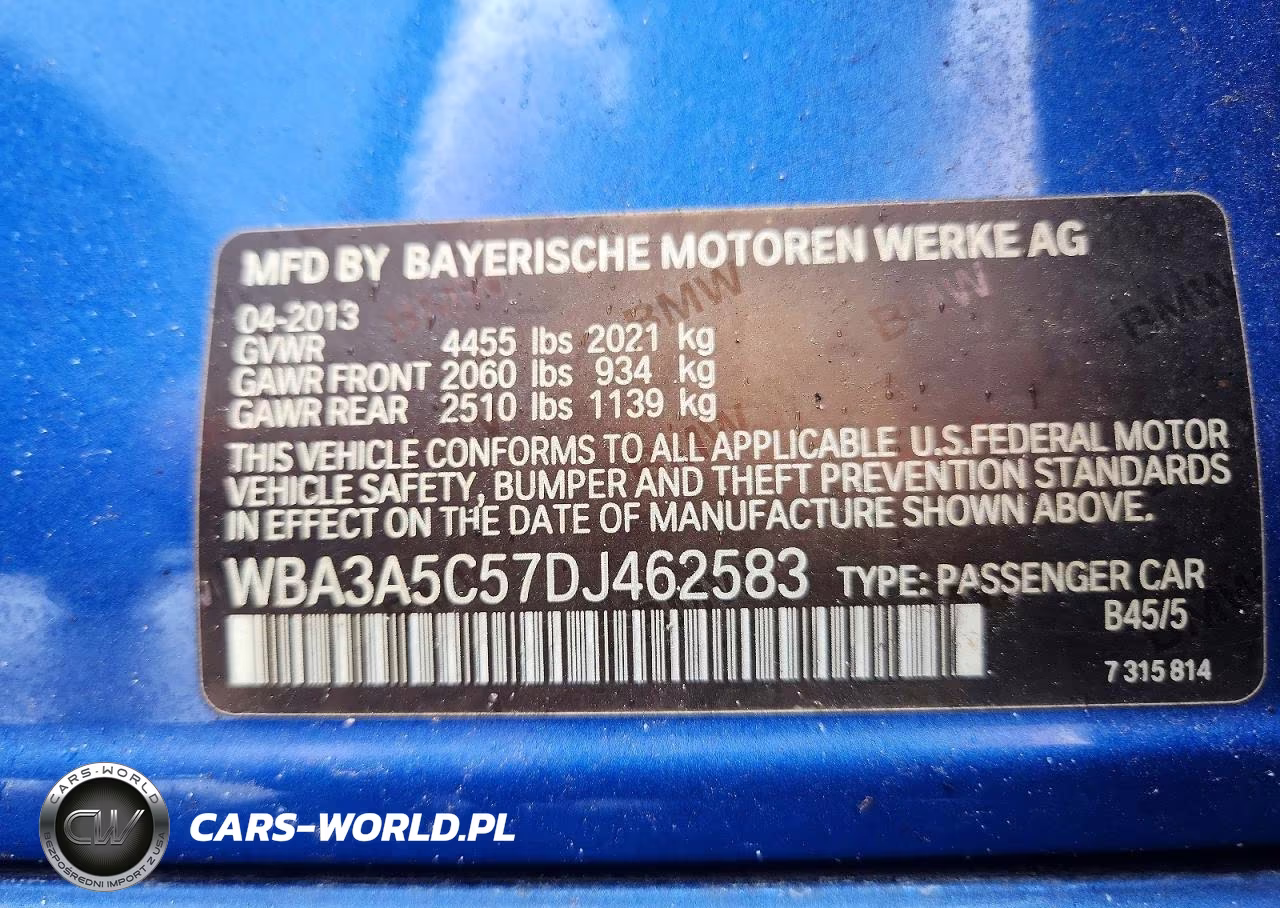 2013 BMW 328 I VIN:WBA3A5C57DJ462583 - 12