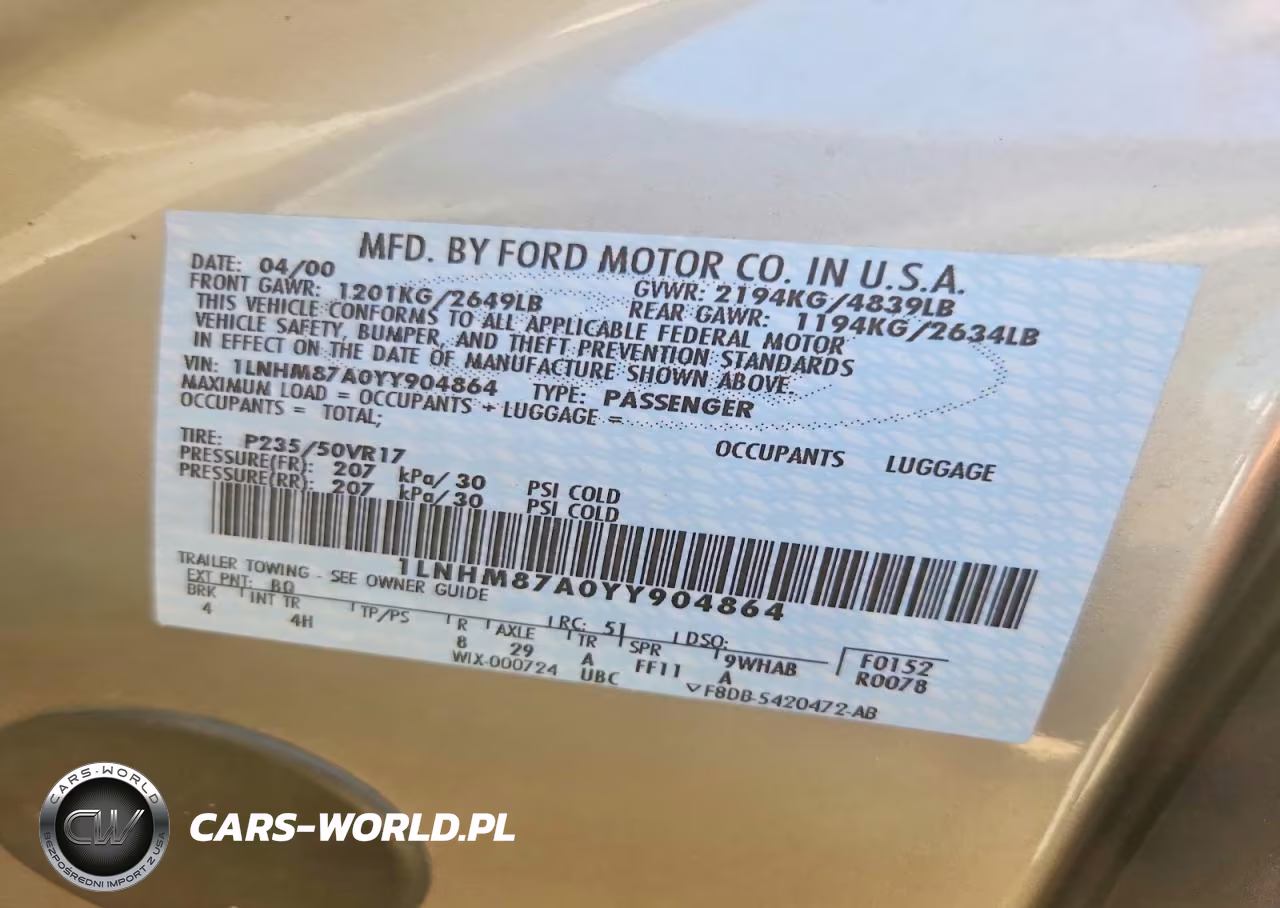 2000 Lincoln Ls VIN:1LNHM87A0YY904864 - 12