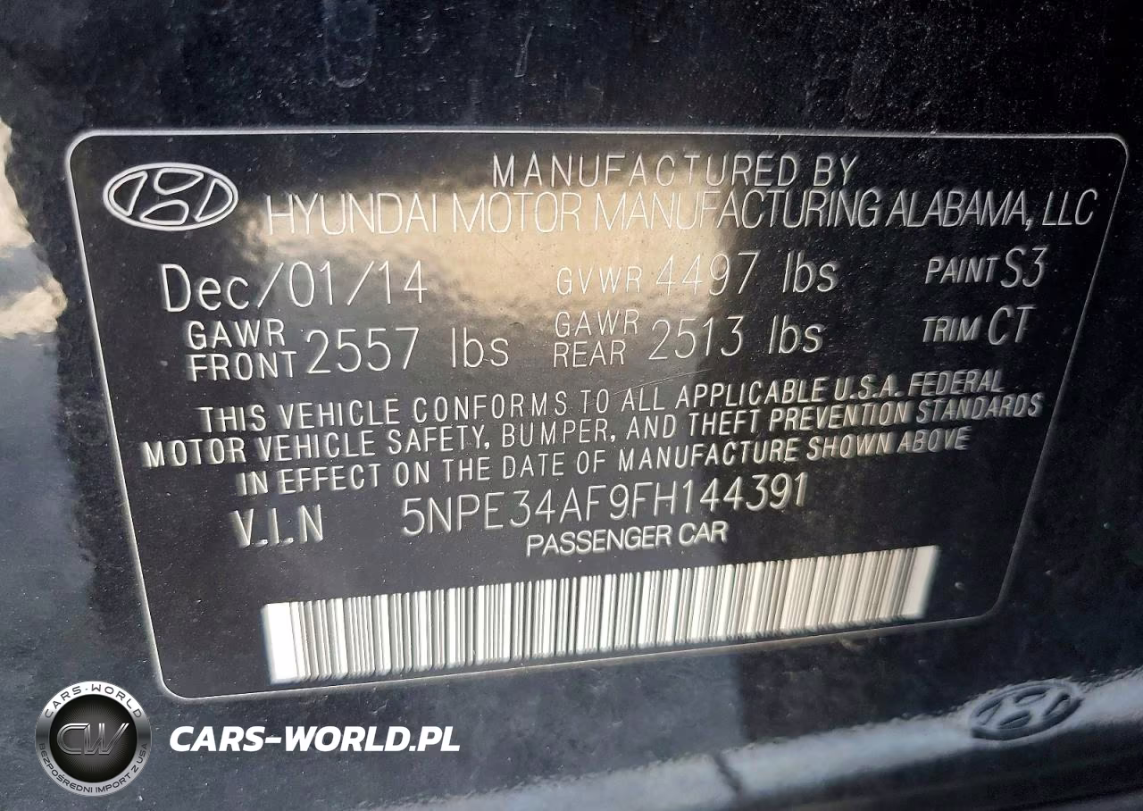 2015 Hyundai Sonata Limited VIN:5NPE34AF9FH144391 - 12