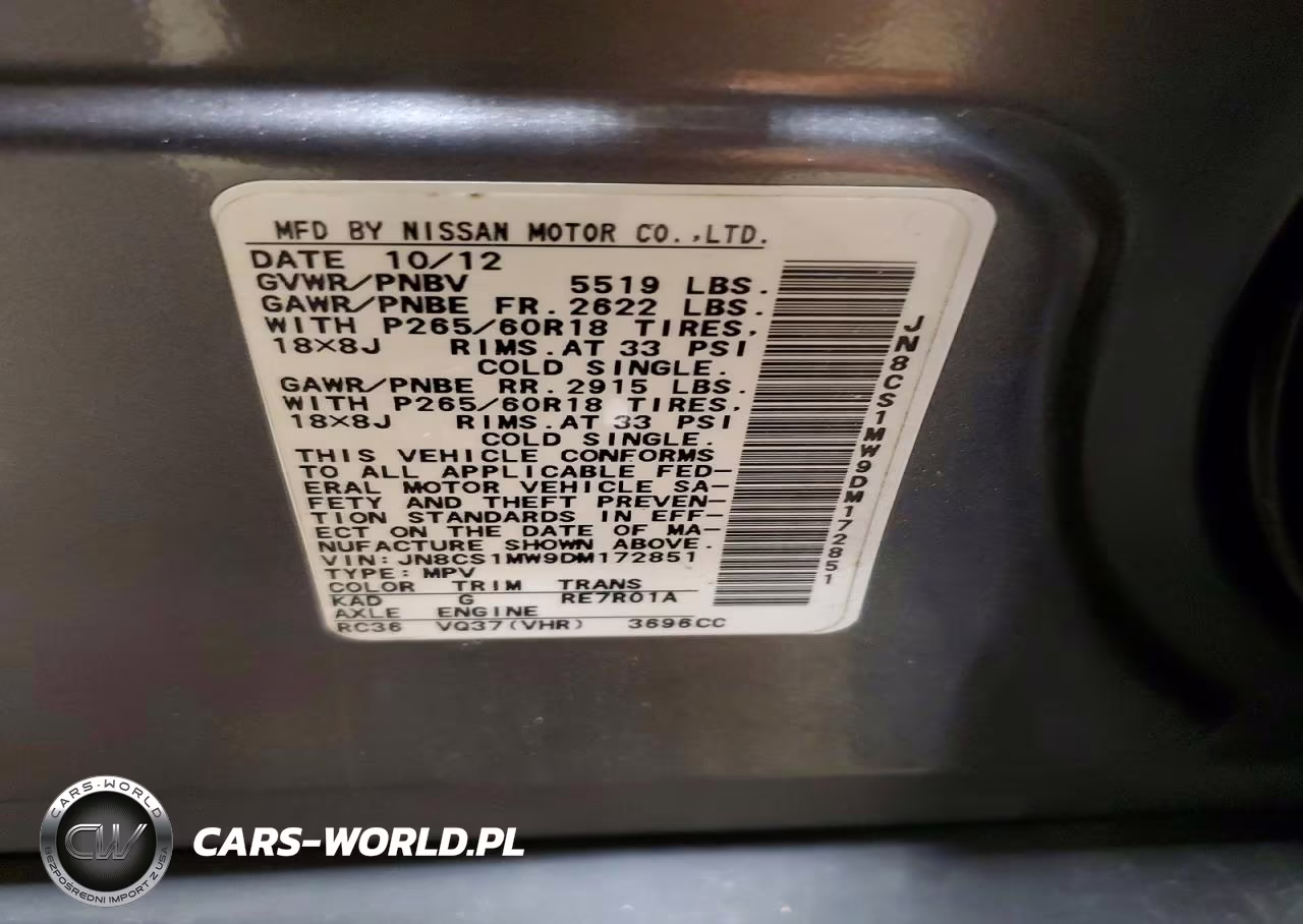 2013 Infiniti Fx37 Base VIN:JN8CS1MW9DM172851 - 14