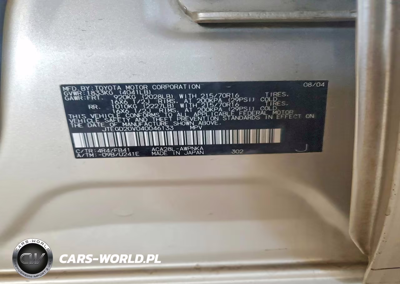 2004 Toyota Rav4 Base VIN:JTEGD20V040046133 - 12