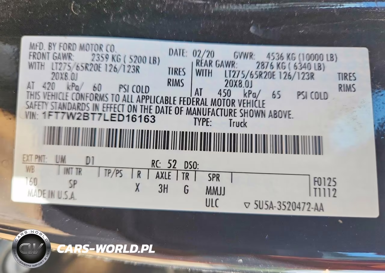 2020 Ford F250 Super Duty VIN:1FT7W2BT7LED16163 - 12