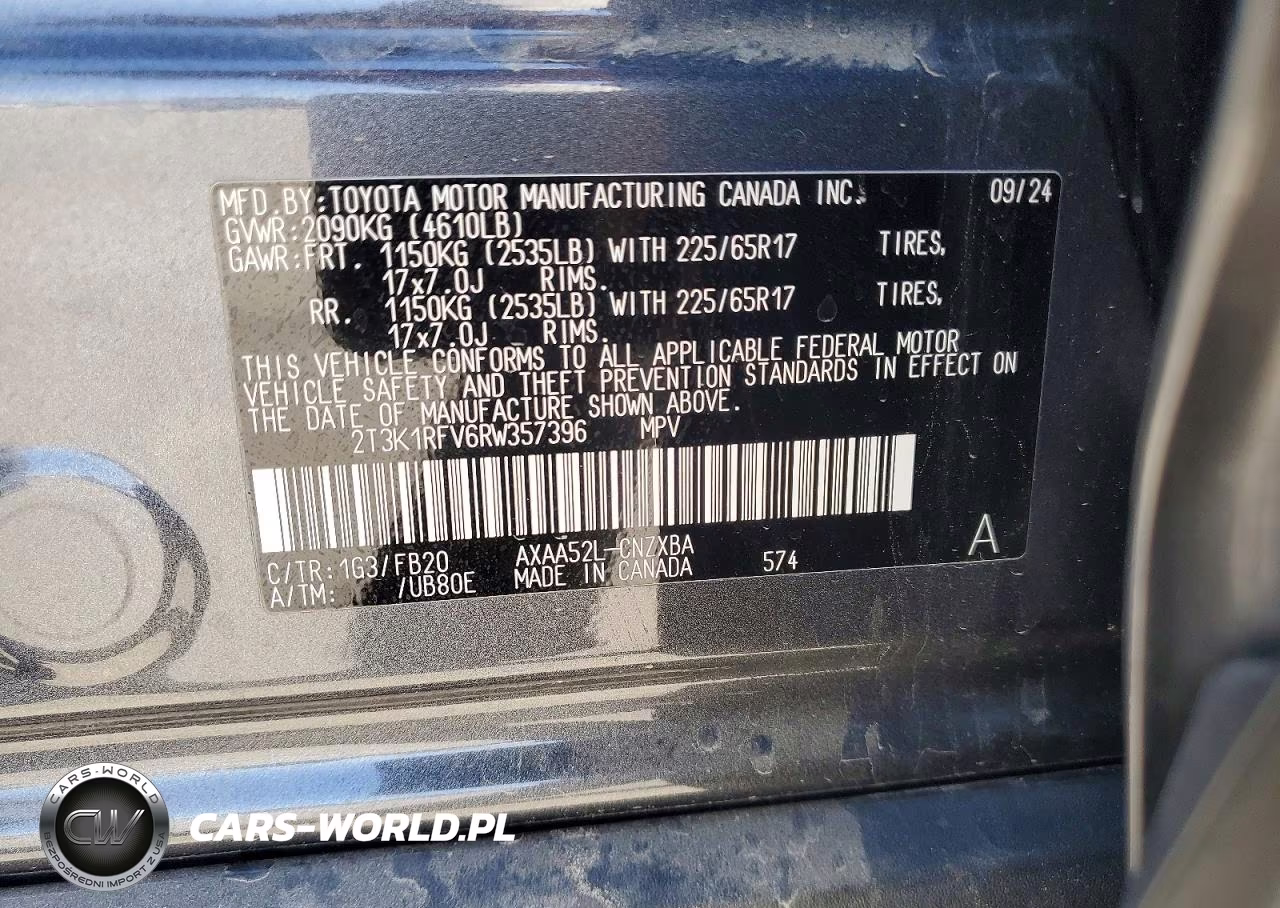 2024 Toyota Rav4 Le VIN:2T3K1RFV6RW357396 - 13