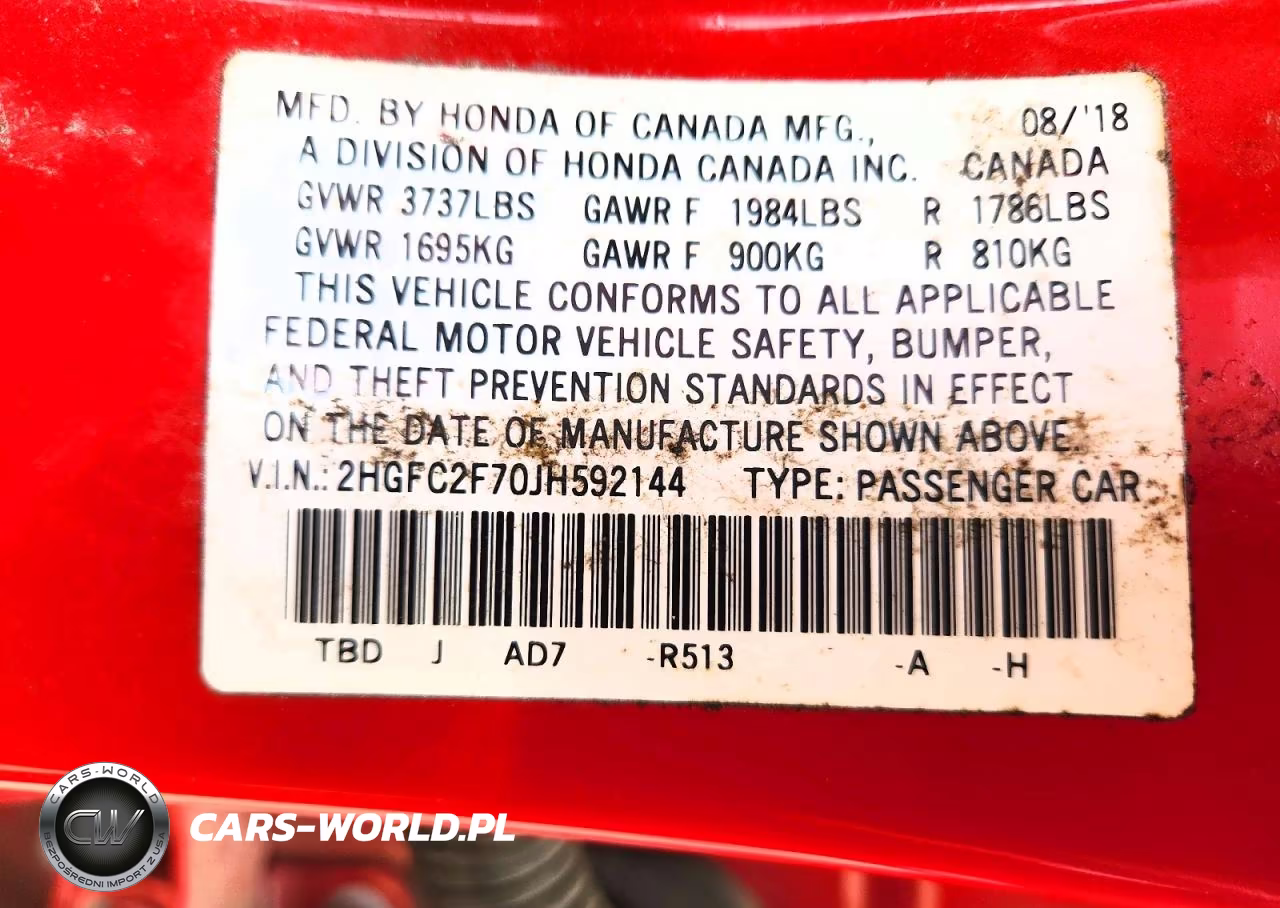 2018 Honda Civic Ex VIN:2HGFC2F70JH592144 - 12