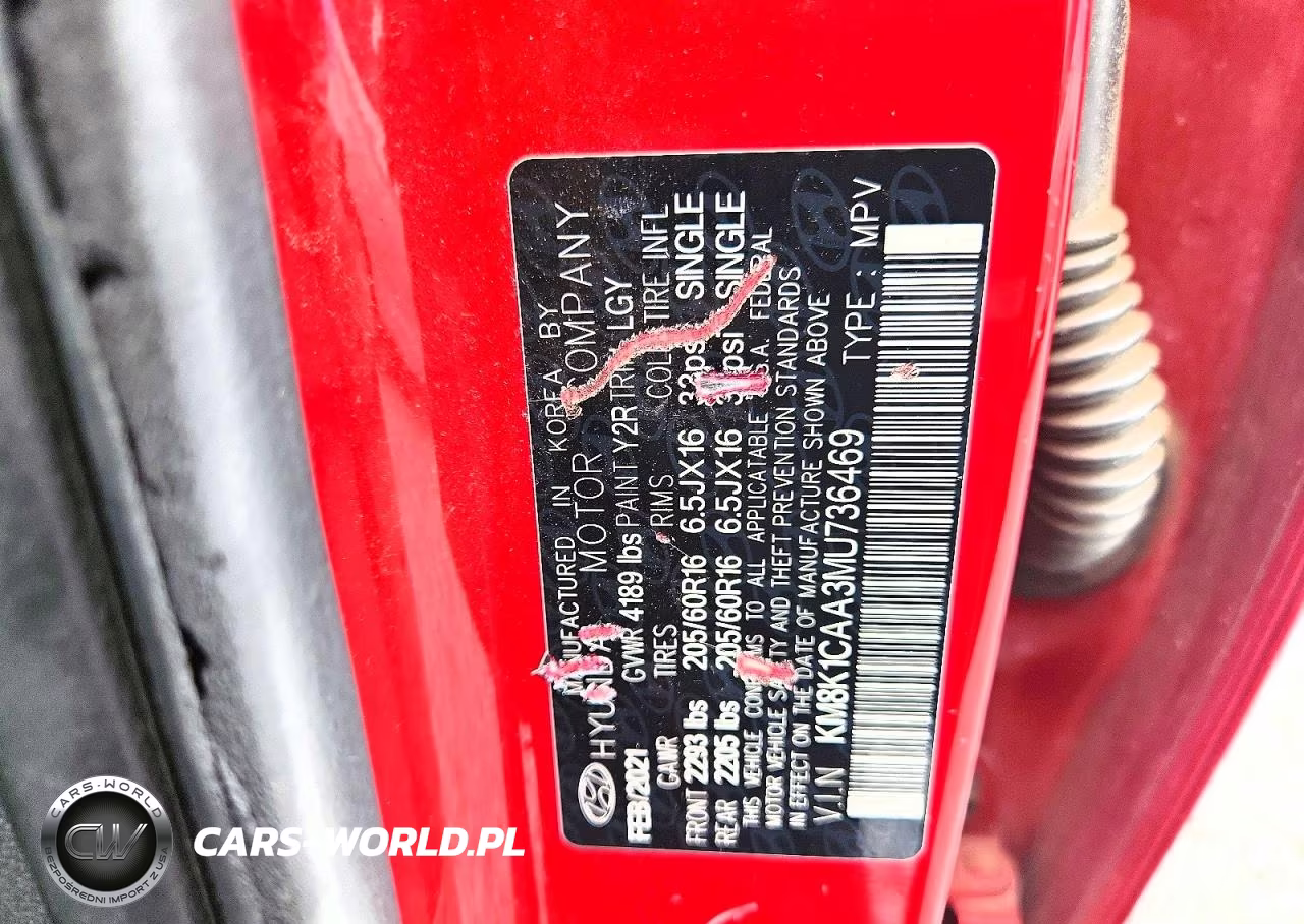 2021 Hyundai Kona Se VIN:KM8K1CAA3MU736469 - 13