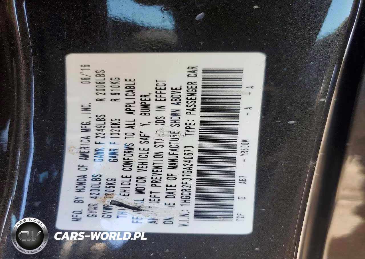 2016 Honda Accord Lx VIN:1HGCR2F37GA240670 - 12
