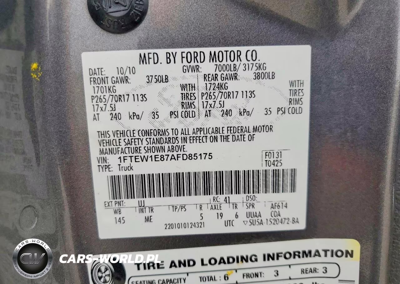 2010 Ford F150 Supercrew VIN:1FTEW1E87AFD85175 - 12