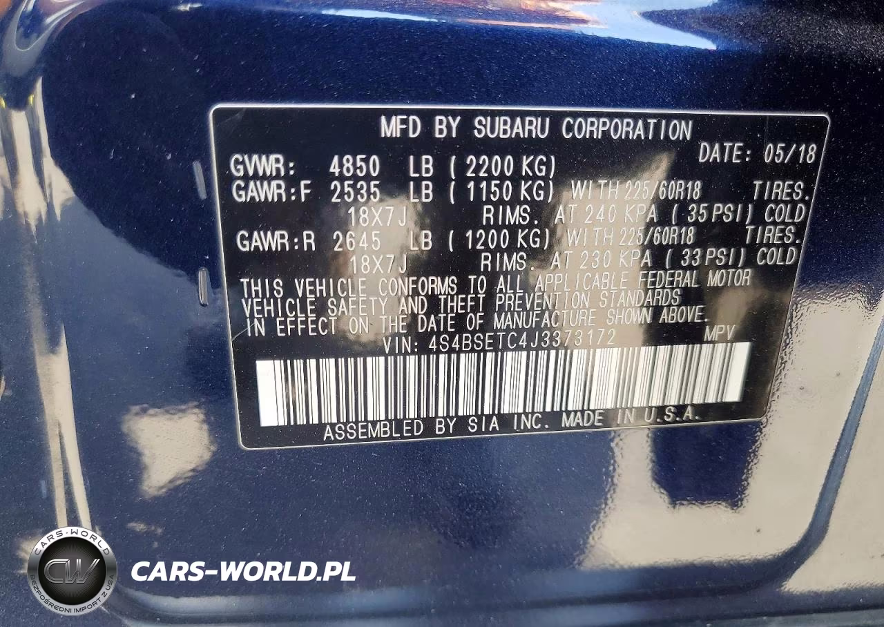 2018 Subaru Outback Touring VIN:4S4BSETC4J3373172 - 13