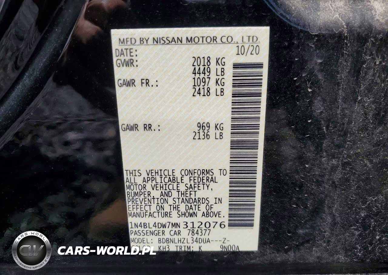 2021 Nissan Altima Sv VIN:1N4BL4DW7MN312076 - 12