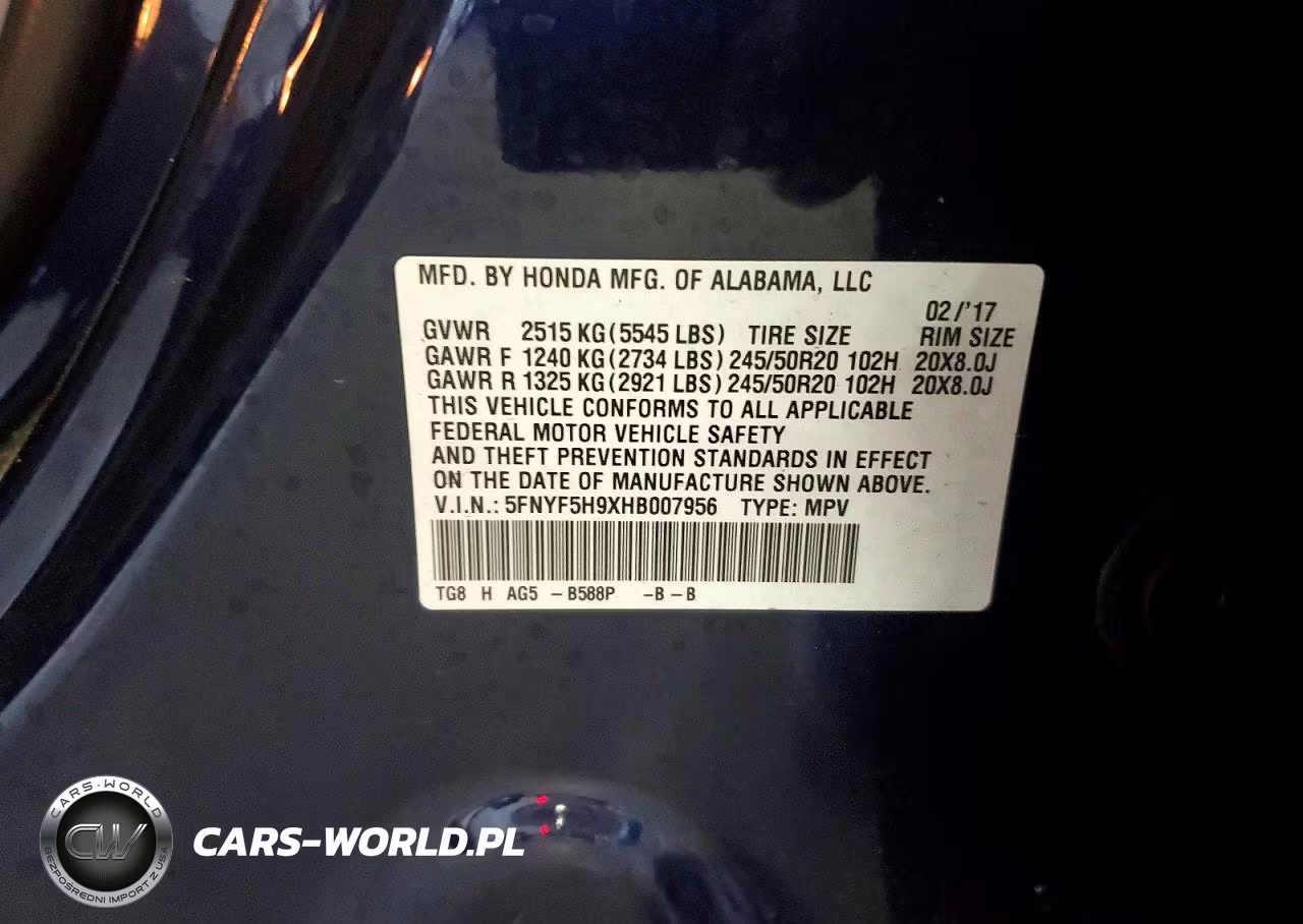 2017 Honda Pilot Touring VIN:5FNYF5H9XHB007956 - 13