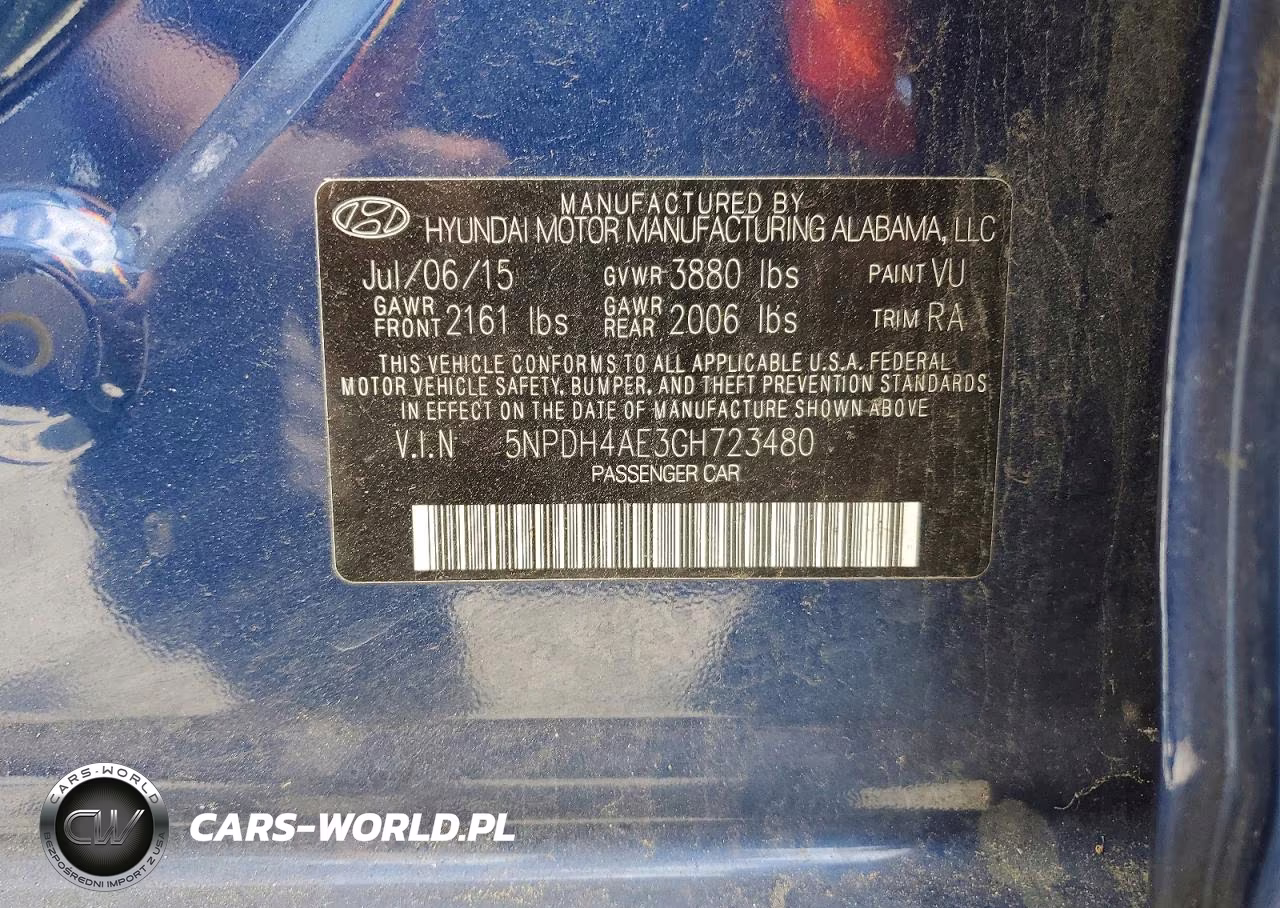 2016 Hyundai Elantra Limited VIN:5NPDH4AE3GH723480 - 12