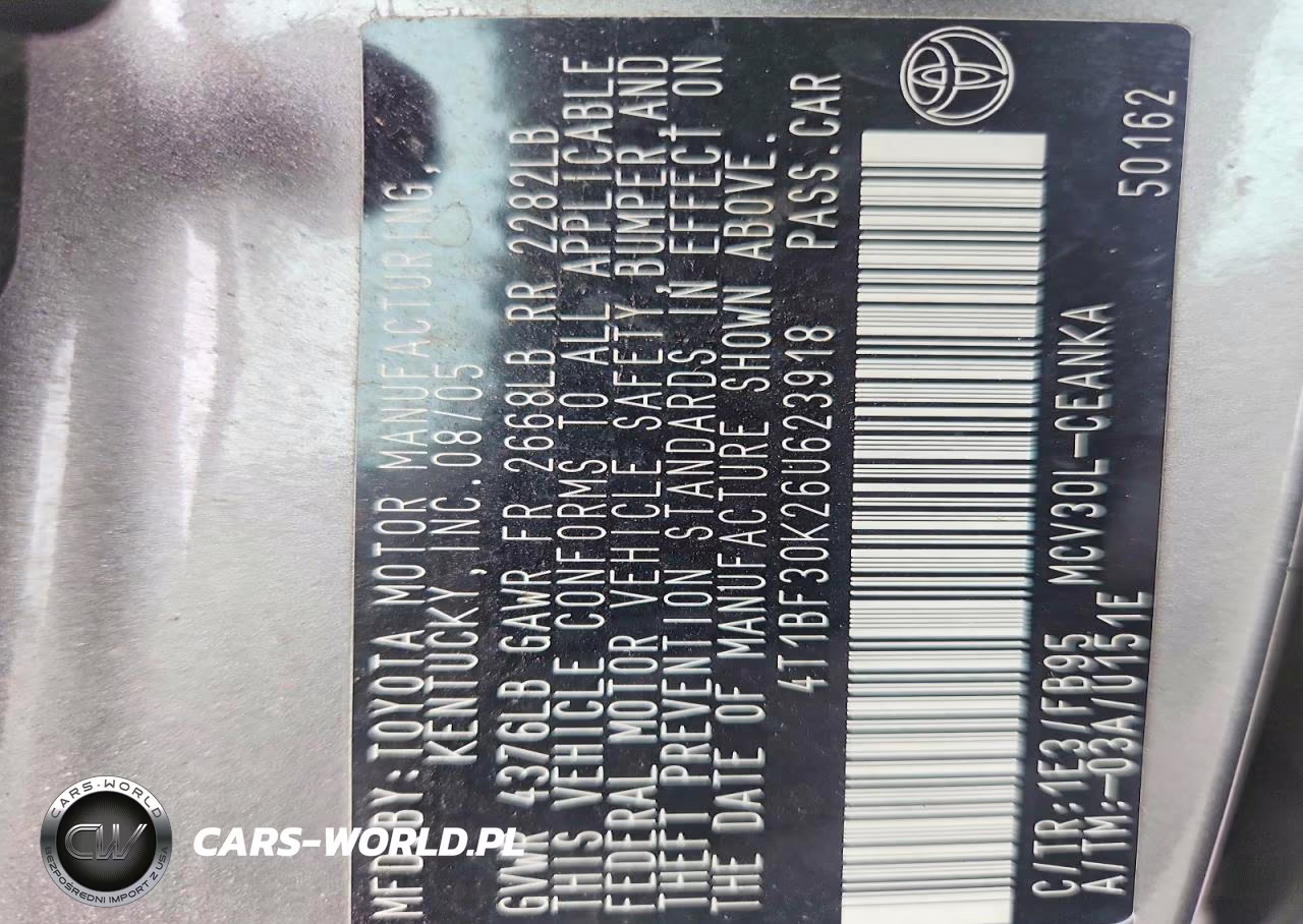 2006 Toyota Camry Le V6 VIN:4T1BF30K26U623918 - 12