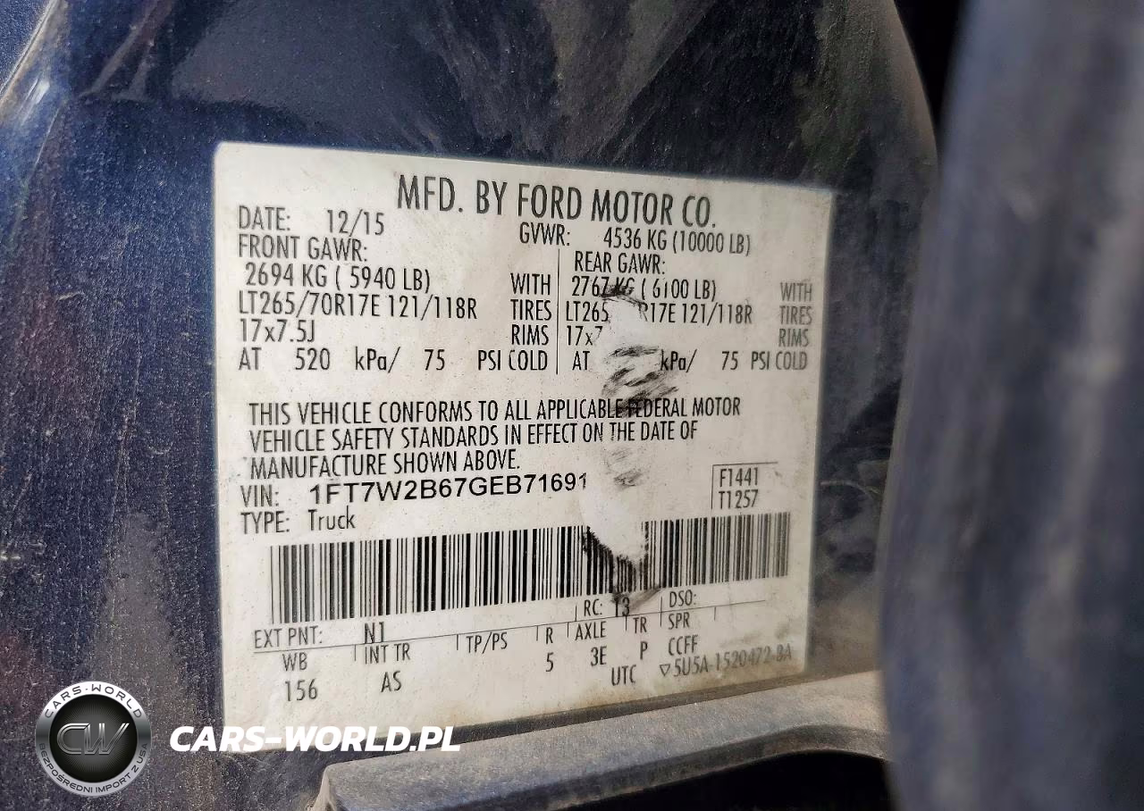 2016 Ford F250 Super Duty VIN:1FT7W2B67GEB71691 - 12