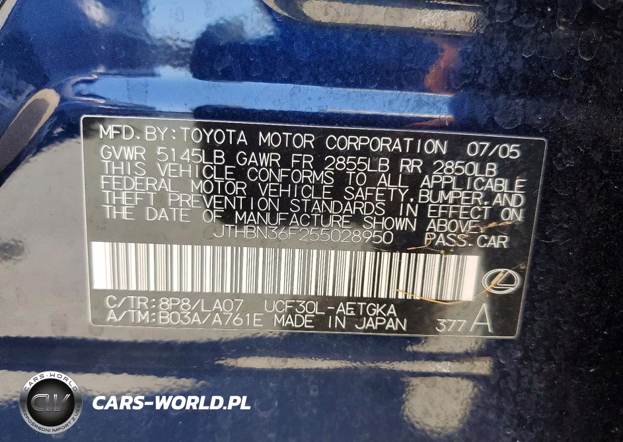 2005 Lexus Ls 430 VIN:JTHBN36F255028950 - 12