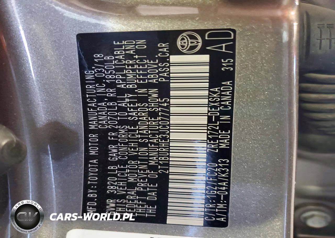 2018 Toyota Corolla Se VIN:2T1BURHE3JC077745 - 12