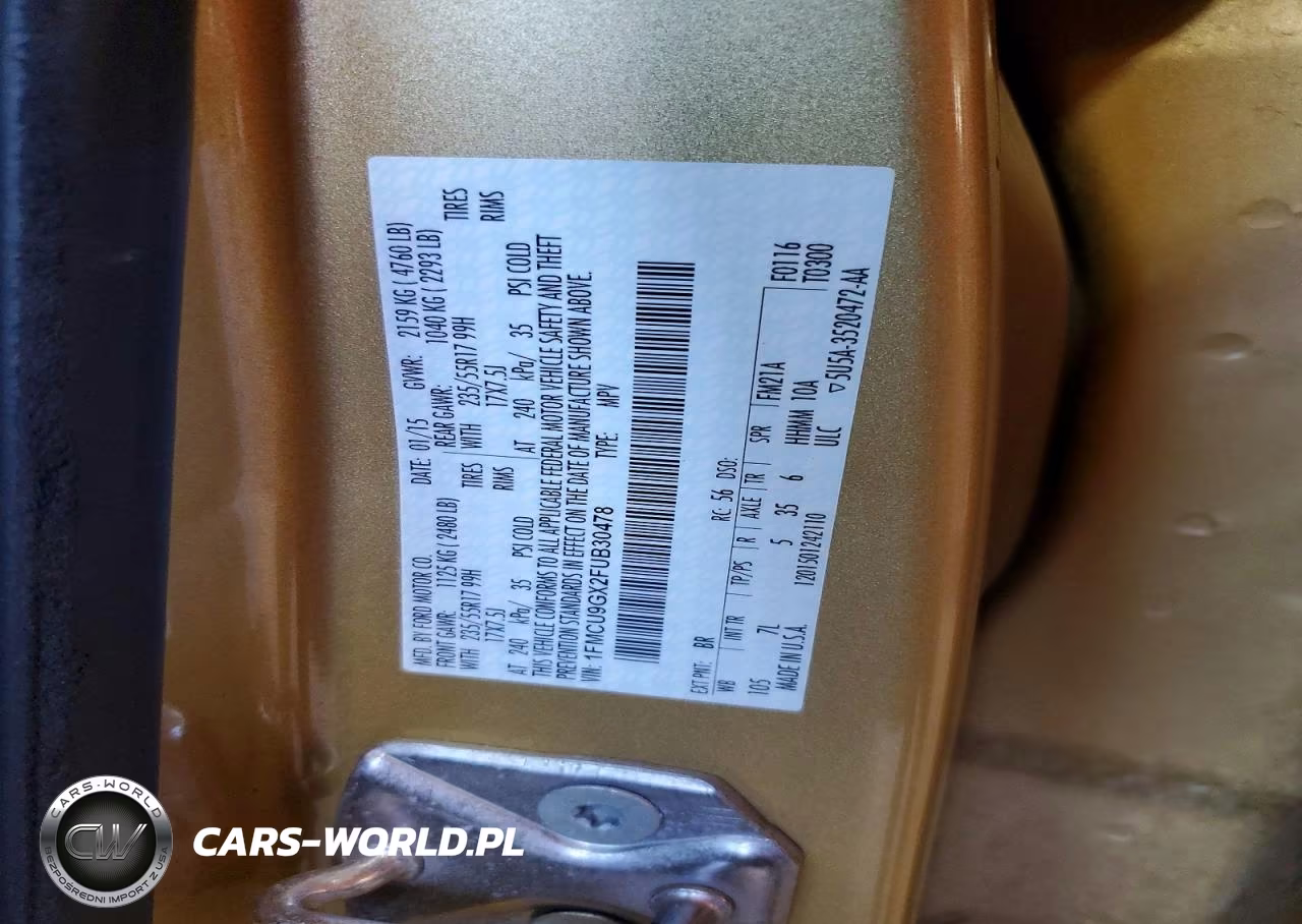 2015 Ford Escape Se VIN:1FMCU9GX2FUB30478 - 14