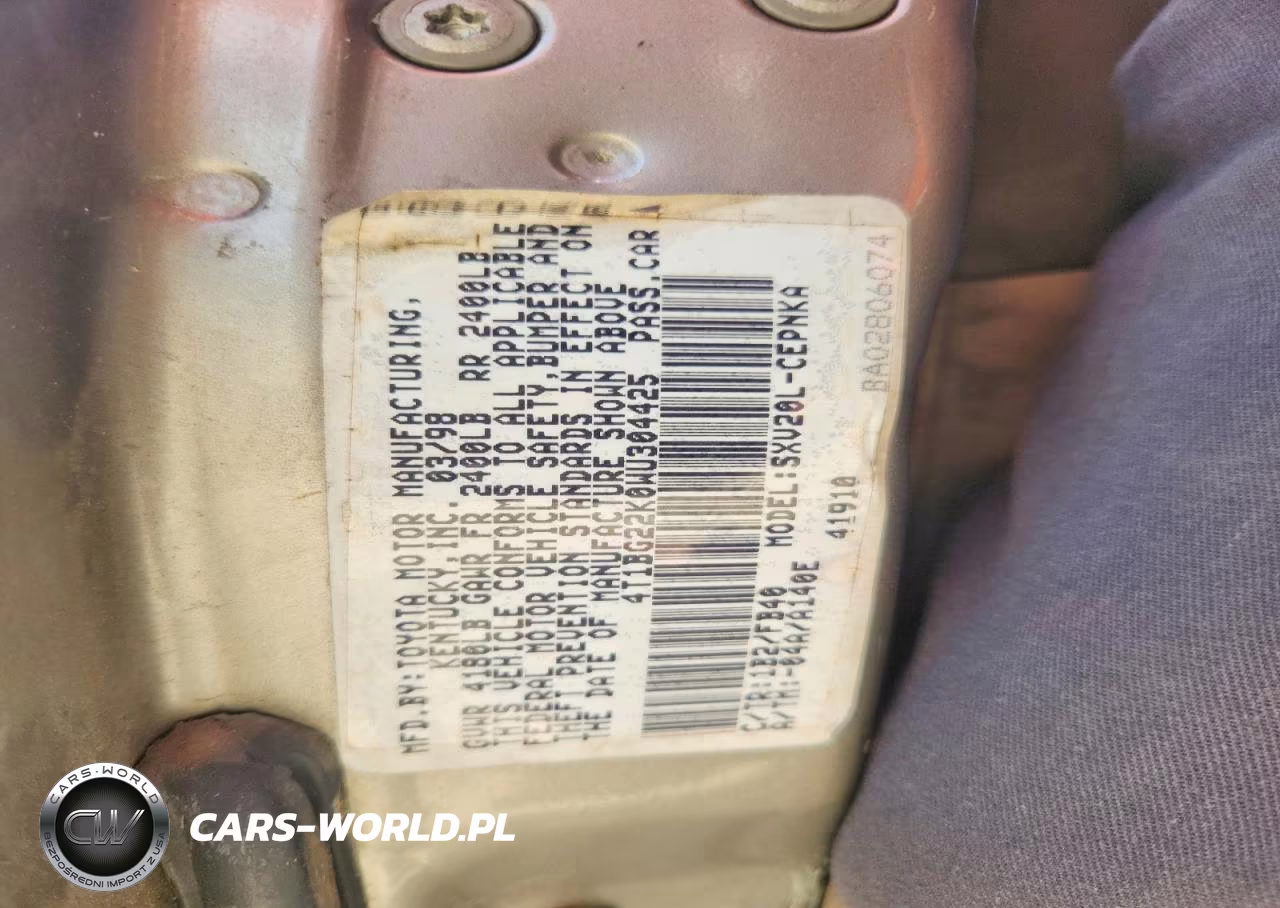1998 Toyt Camry VIN:4T1BG22K0WU304425 - 12