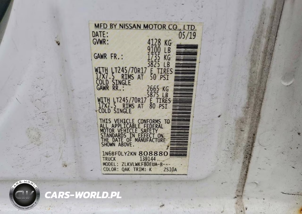 2019 Nissan Nv 2500 Hd S VIN:1N6BF0LY2KN808880 - 13