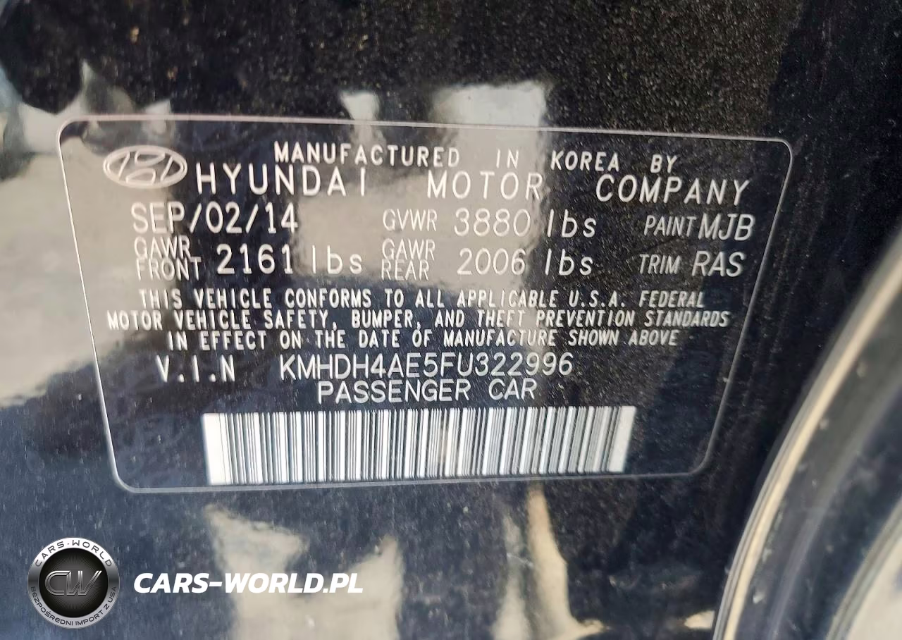 2015 Hyundai Elantra Limited VIN:KMHDH4AE5FU322996 - 12