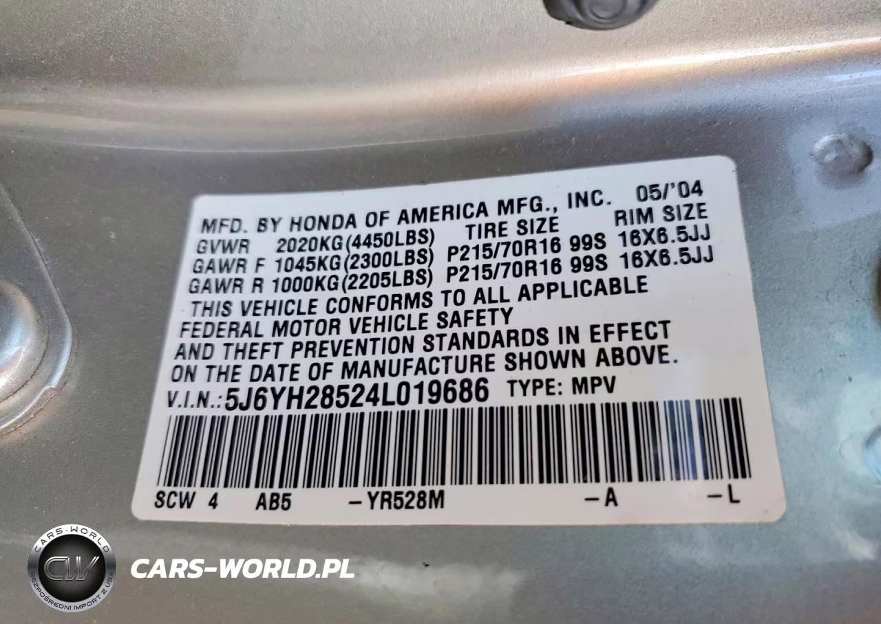 2004 Honda Element Ex VIN:5J6YH28524L019686 - 12