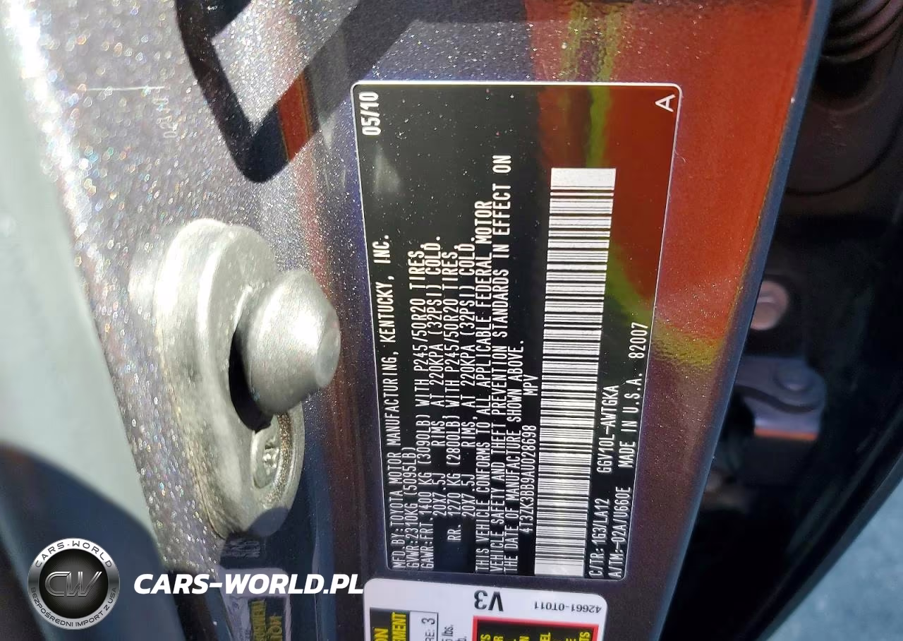 2010 Toyota Venza Fwd V6 VIN:4T3ZK3BB9AU028698 - 13