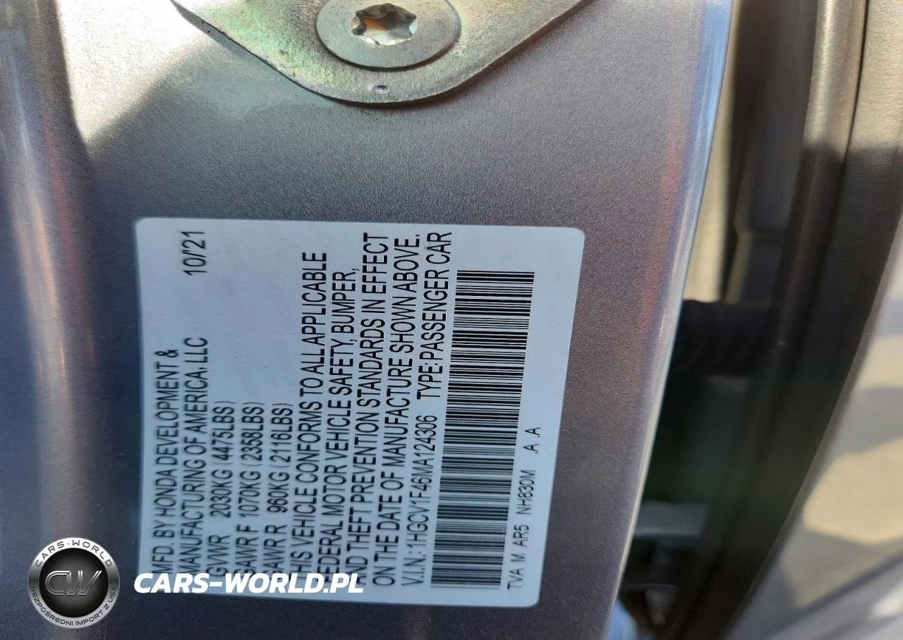 2021 Honda Accord Sport Se VIN:1HGCV1F46MA124306 - 12