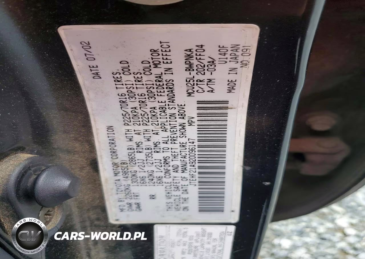 2002 Toyota Highlander Limited VIN:JTEHF21A920096147 - 13