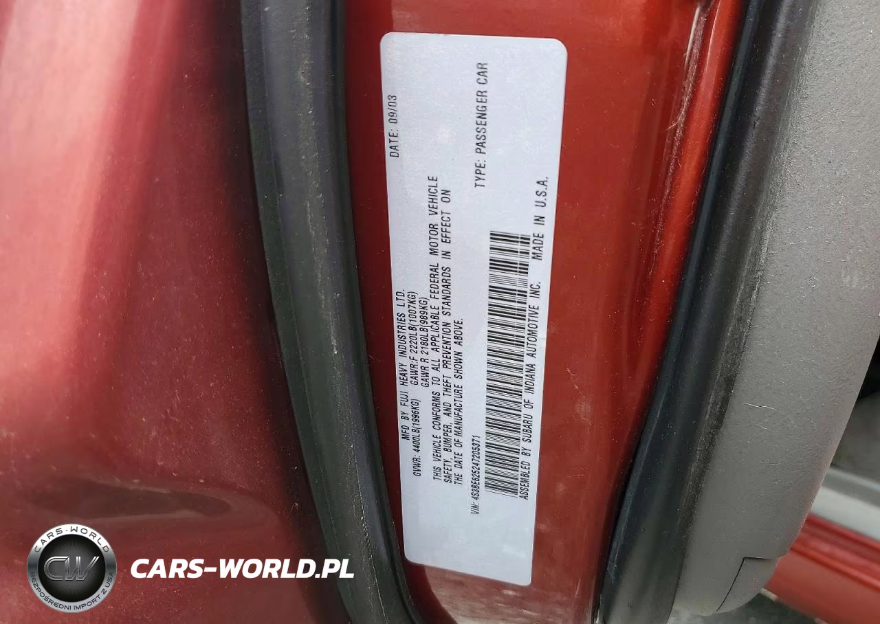 2004 Subaru Legacy L Special VIN:4S3BE625247205371 - 12
