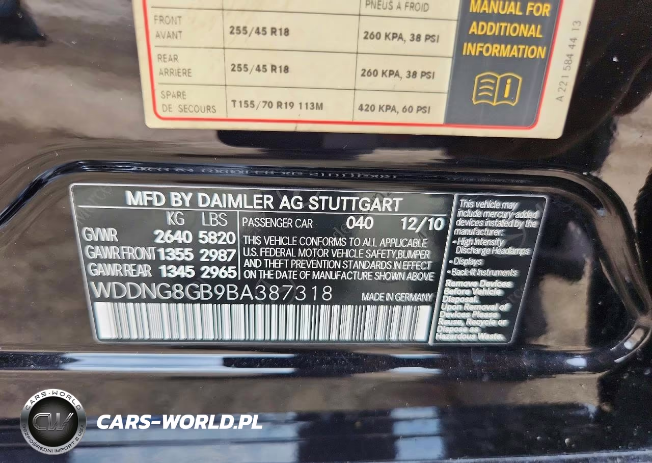 2011 Mercedes-Benz S 550 4Matic VIN:WDDNG8GB9BA387318 - 12