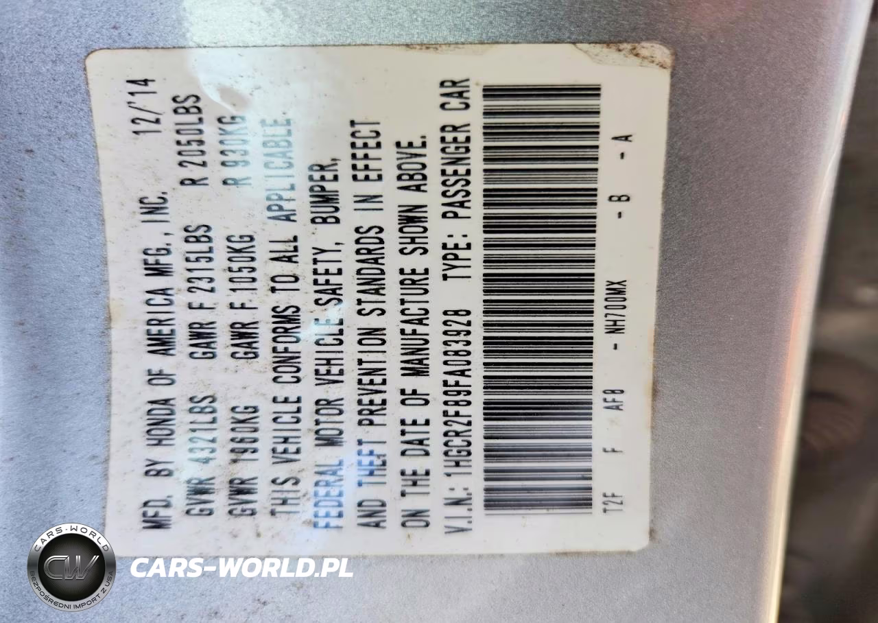 2015 Honda Accord Exl VIN:1HGCR2F89FA083928 - 12