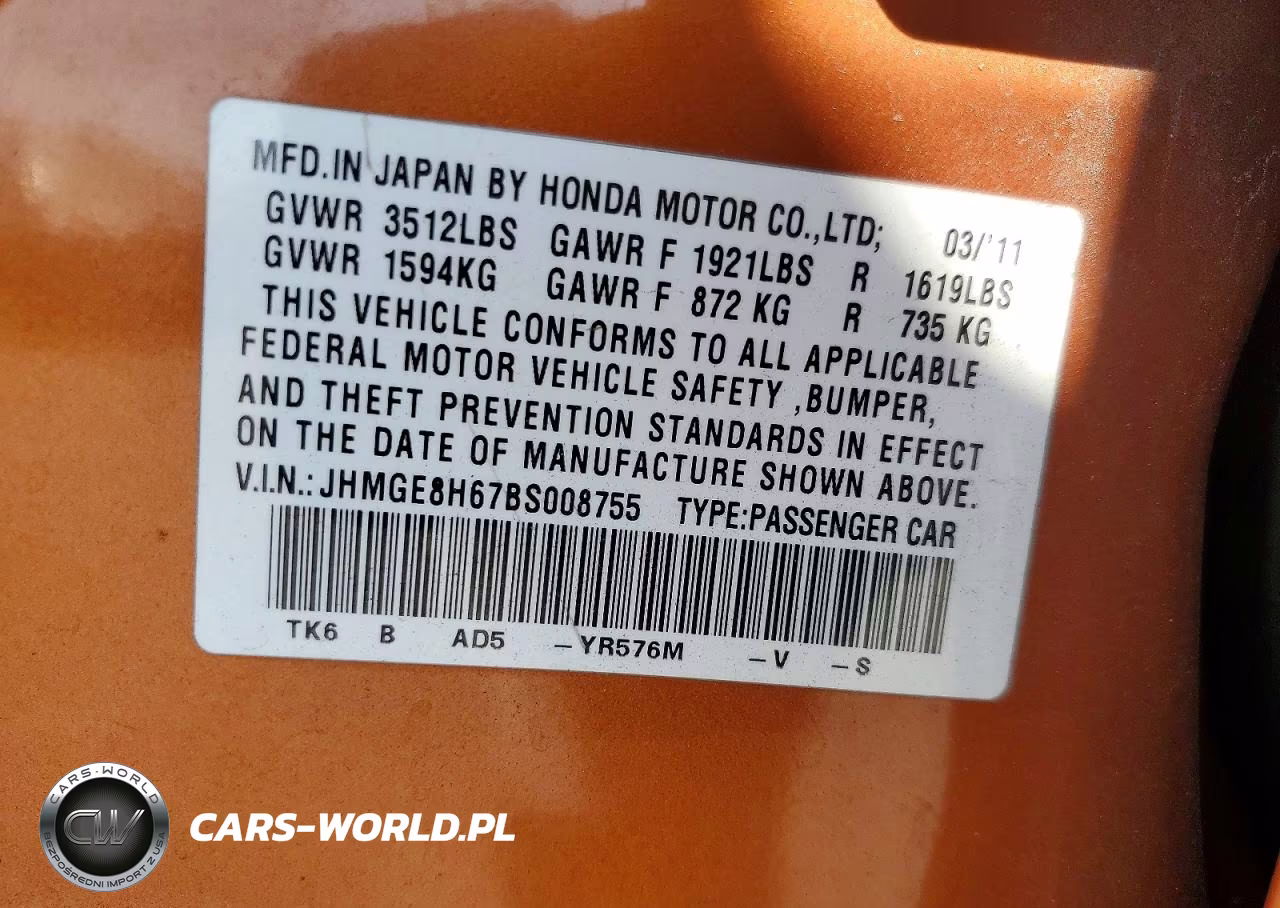 2011 Honda Fit Sport VIN:JHMGE8H67BS008755 - 13