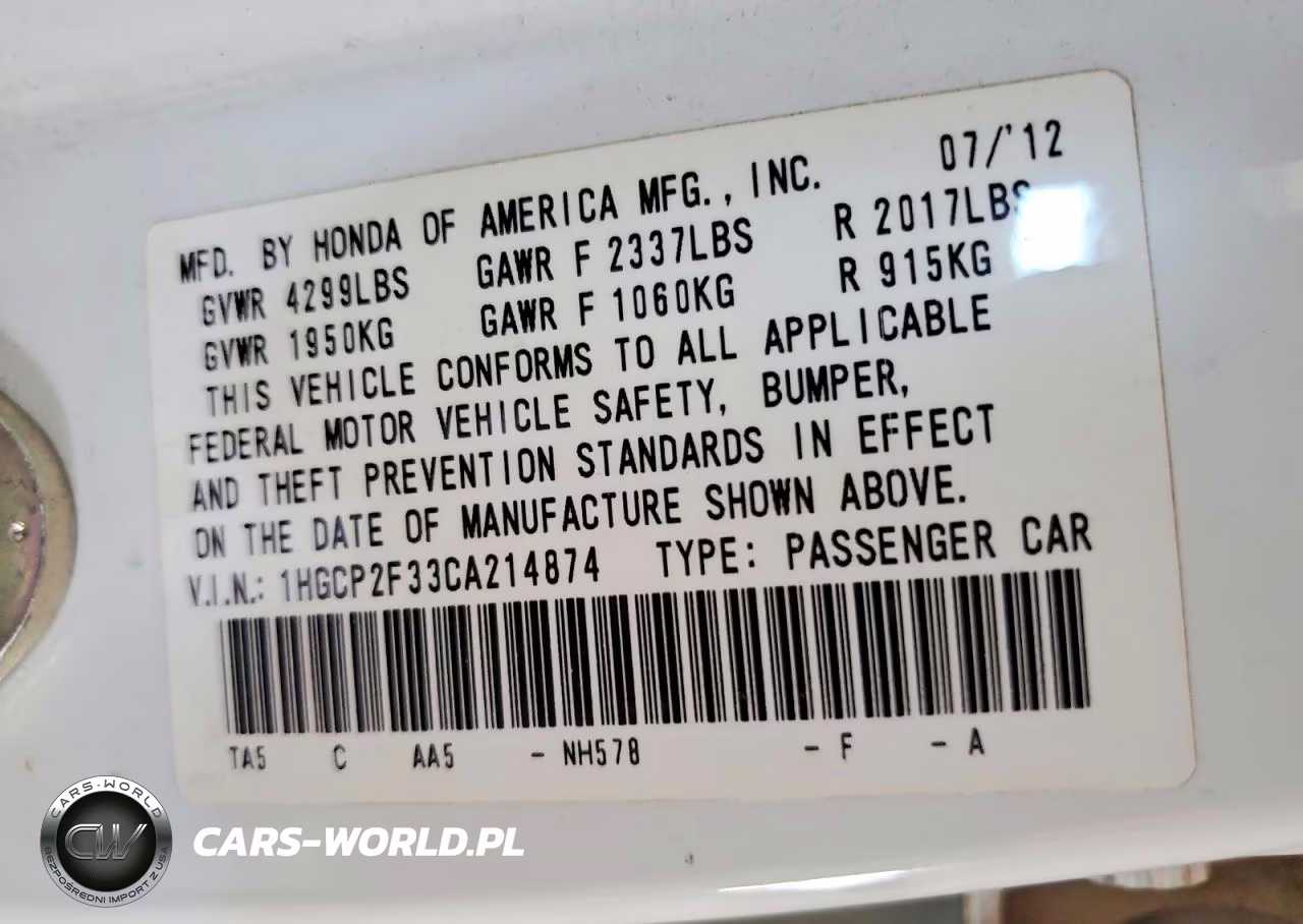 2012 Honda Accord Lx VIN:1HGCP2F33CA214874 - 12