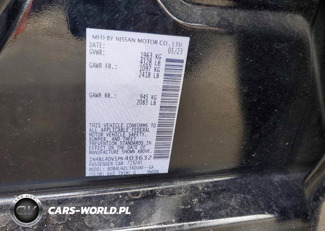 2023 Nissan Altima Sv VIN:1N4BL4DV1PN403632 - 12