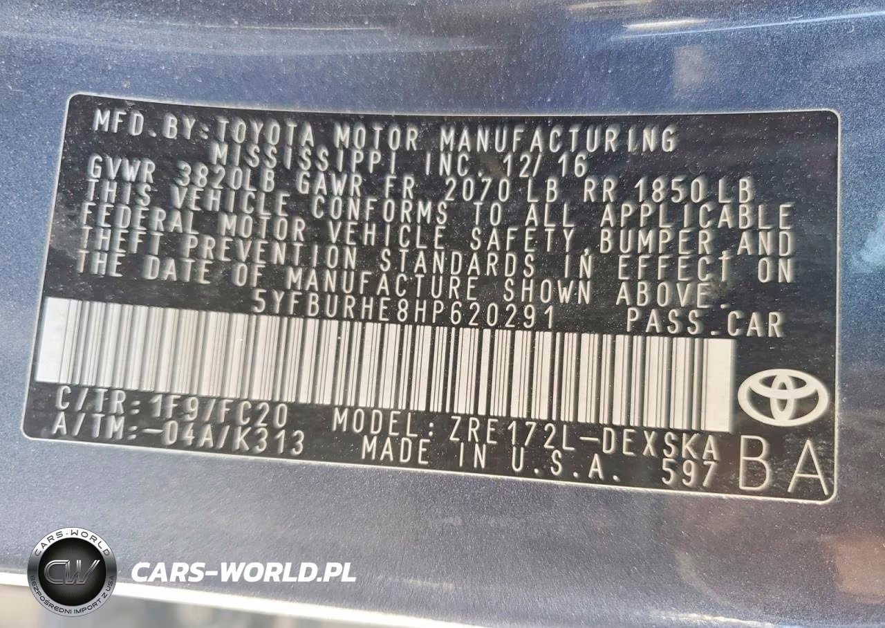 2017 Toyota Corolla Se VIN:5YFBURHE8HP620291 - 13