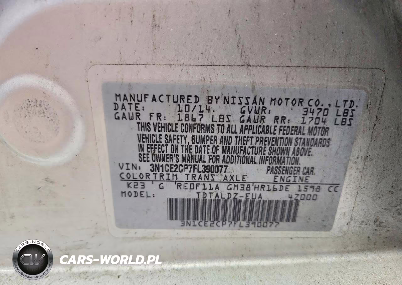 2015 Nissan Versa Note Sv VIN:3N1CE2CP7FL390077 - 12