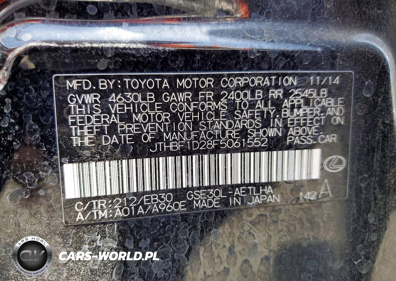 2015 Lexus Is 250 VIN:JTHBF1D28F5061552 - 13