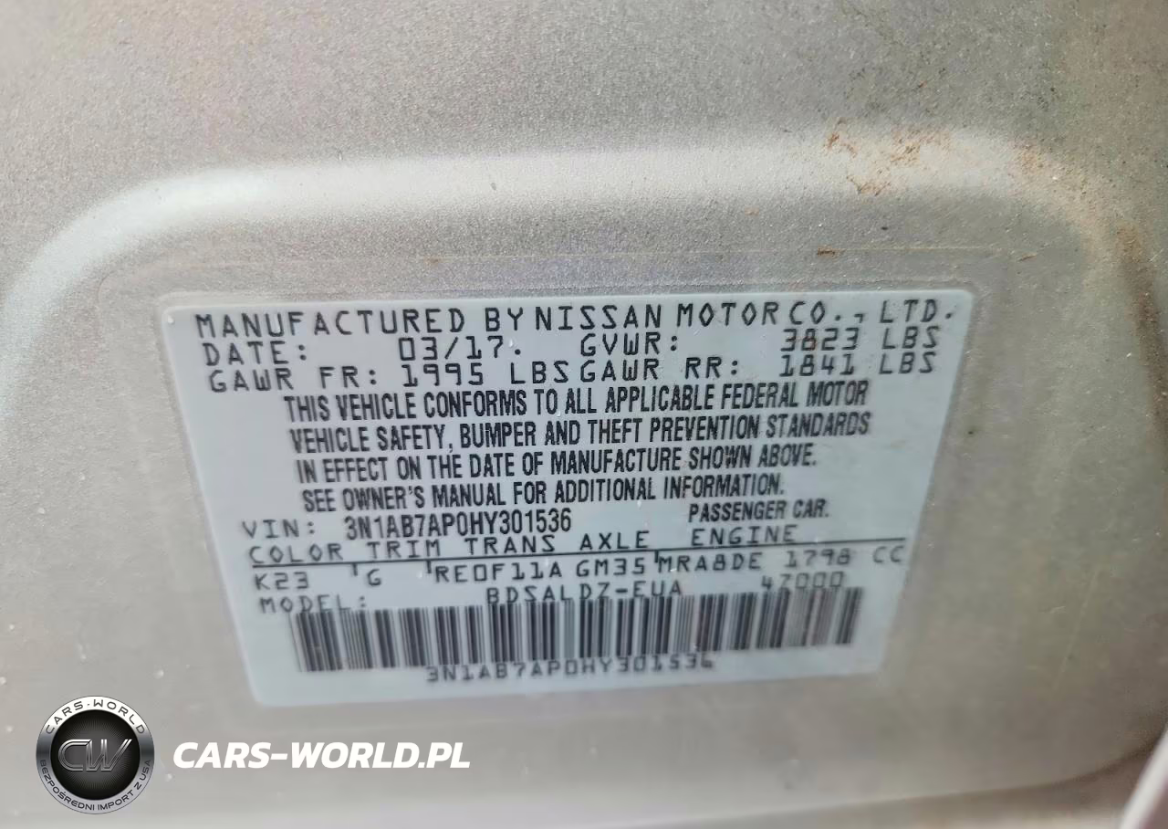 2017 Nissan Sentra Sv VIN:3N1AB7AP0HY301536 - 12