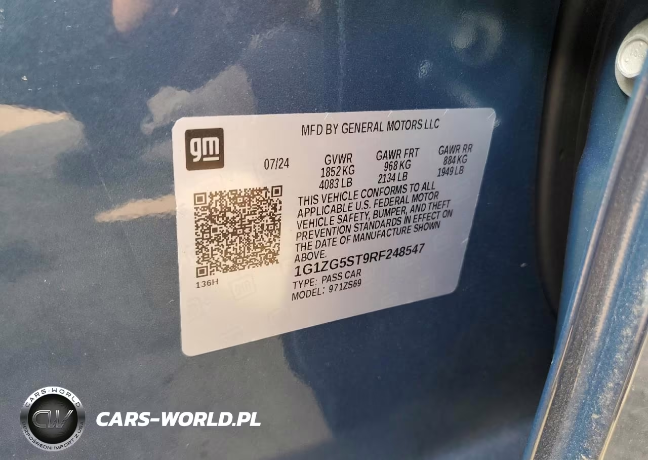 CHEVROLET MALIBU RS VIN:1G1ZG5ST9RF248547 - 12