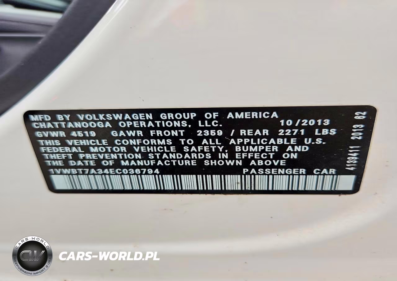 2014 Volkswagen Passat Se VIN:1VWBT7A34EC036794 - 12