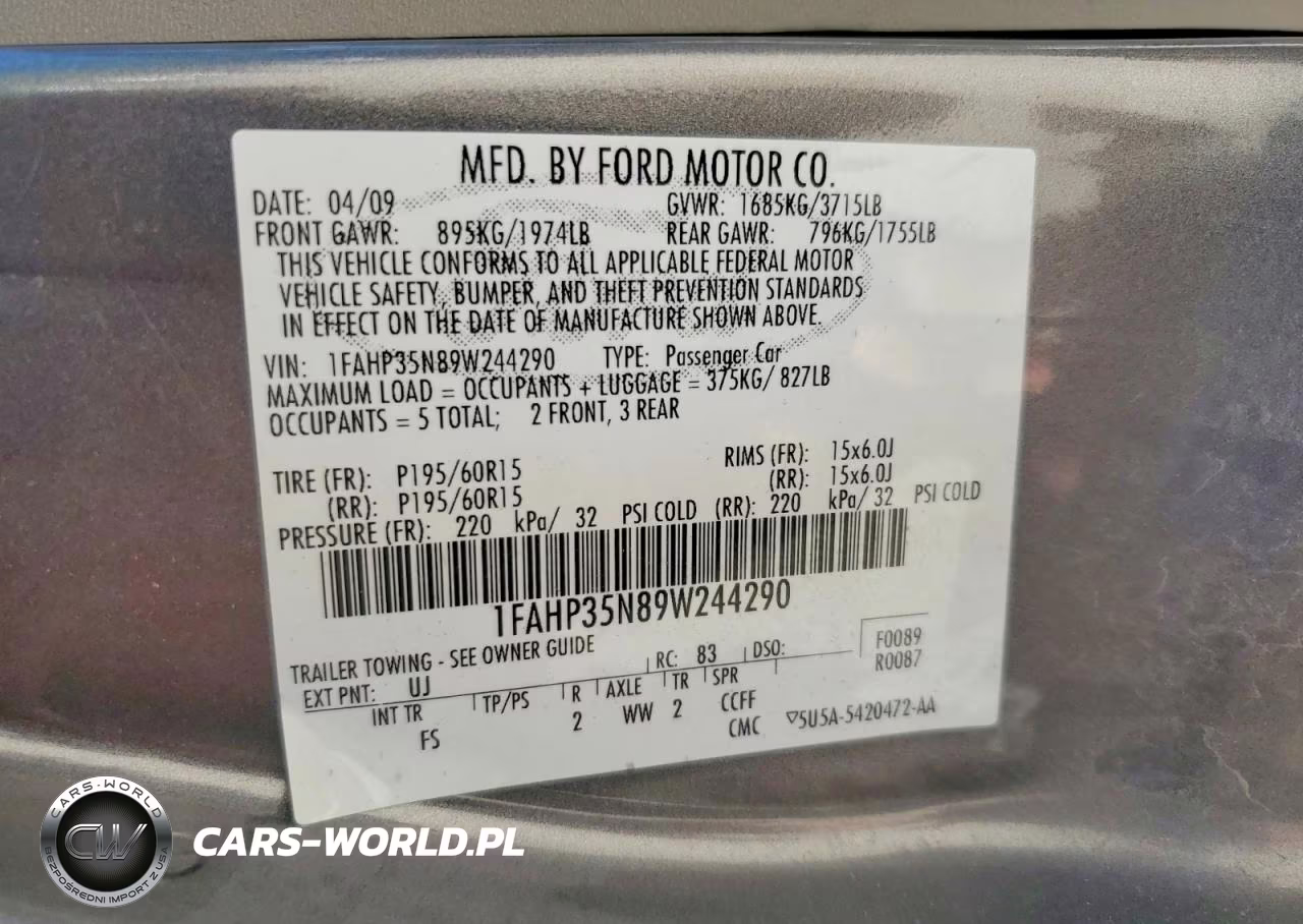 2009 Ford Focus Se VIN:1FAHP35N89W244290 - 12